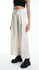 A34R W500025 TROUSER Wide Cotton Jacquard Ecru