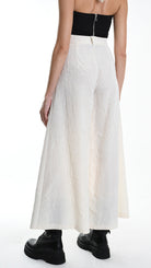 A34R W500025 TROUSER Wide Cotton Jacquard Ecru