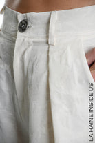 A34R W500025 TROUSER Wide Cotton Jacquard Ecru