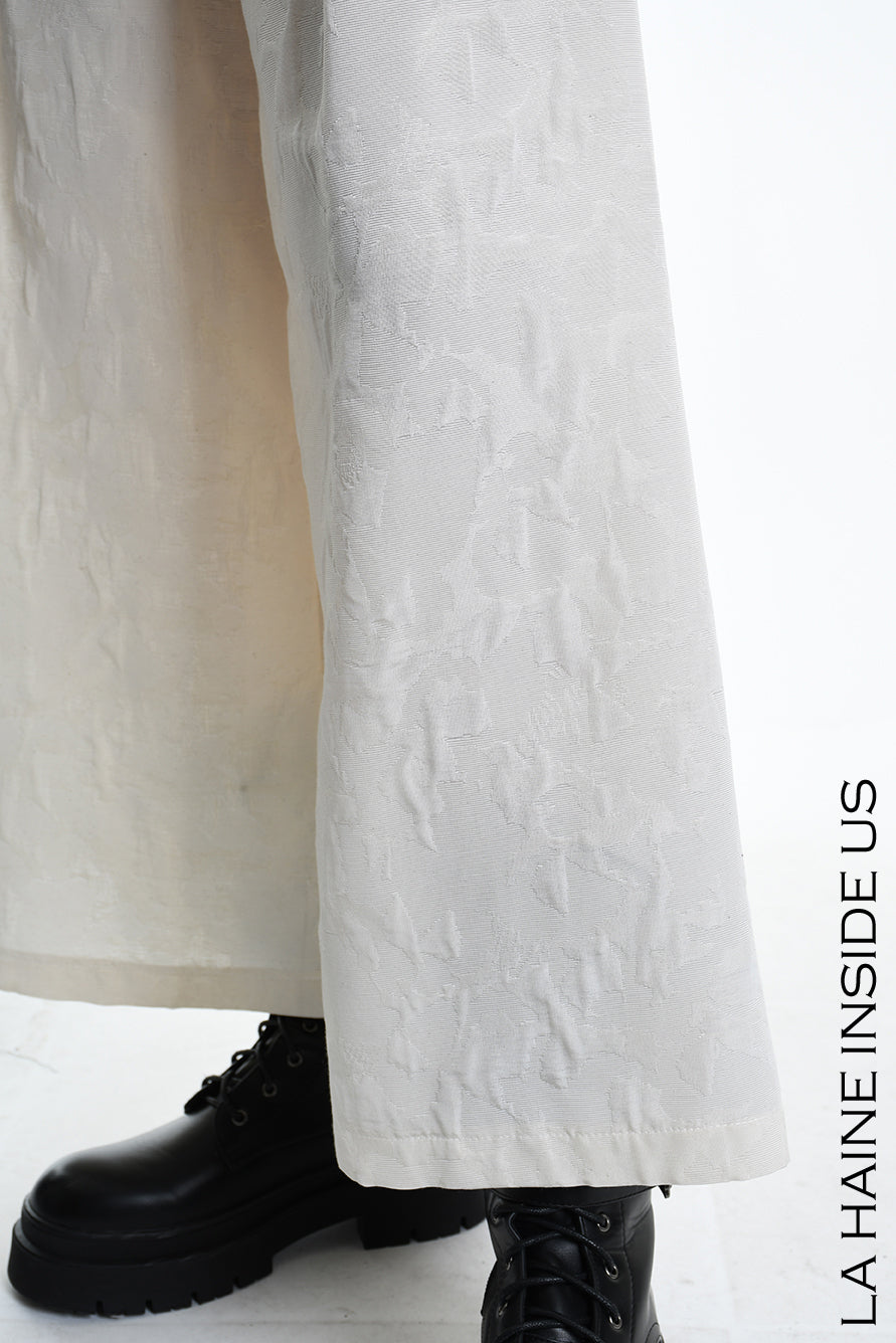 A34R W500025 TROUSER Wide Cotton Jacquard Ecru