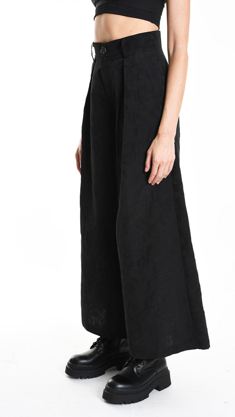 A34R W500025 TROUSER Wide Cotton Jacquard Black