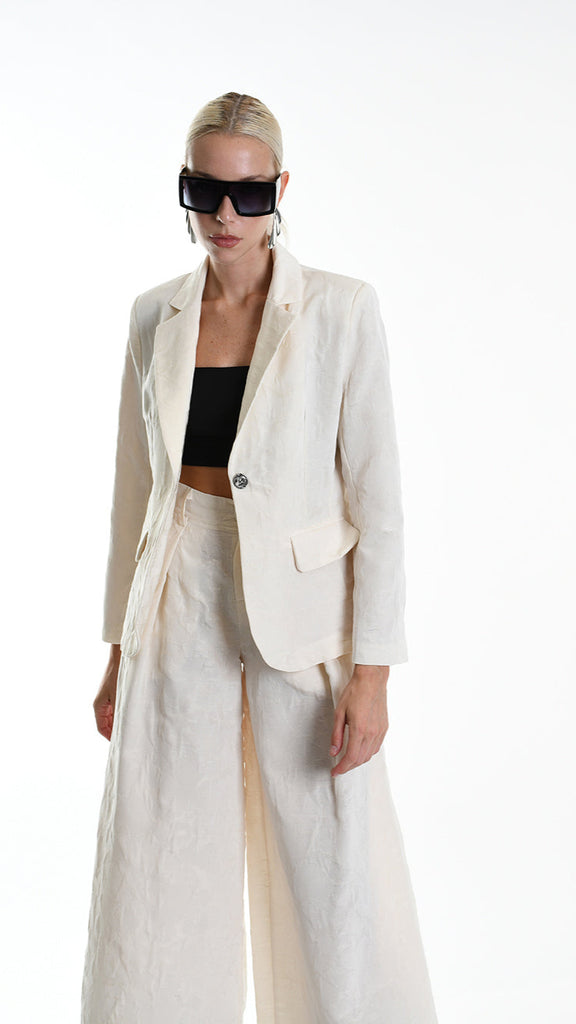 A34R W500125 JACKET Regular Cotton Jacquard Ecru.