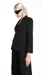 A34R W500125 JACKET Regular Cotton Jacquard Black