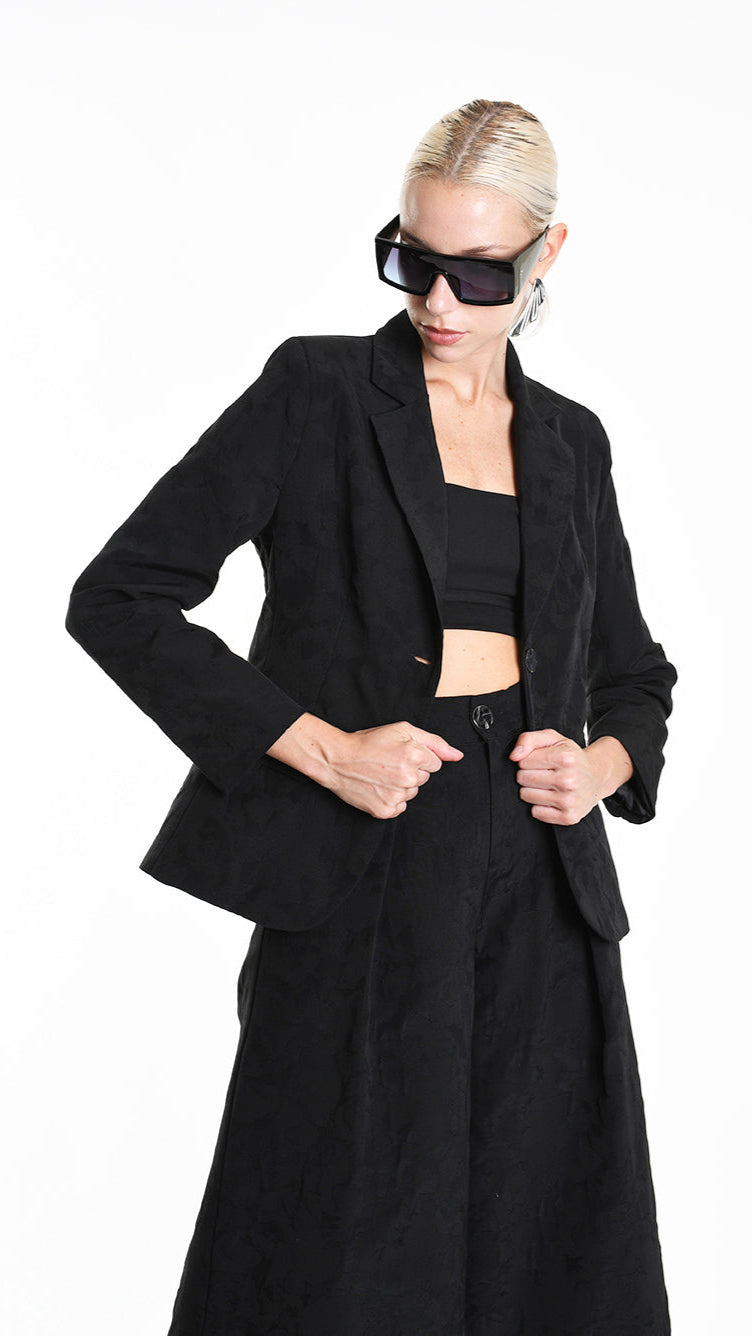 A34R W500125 JACKET Regular Cotton Jacquard Black