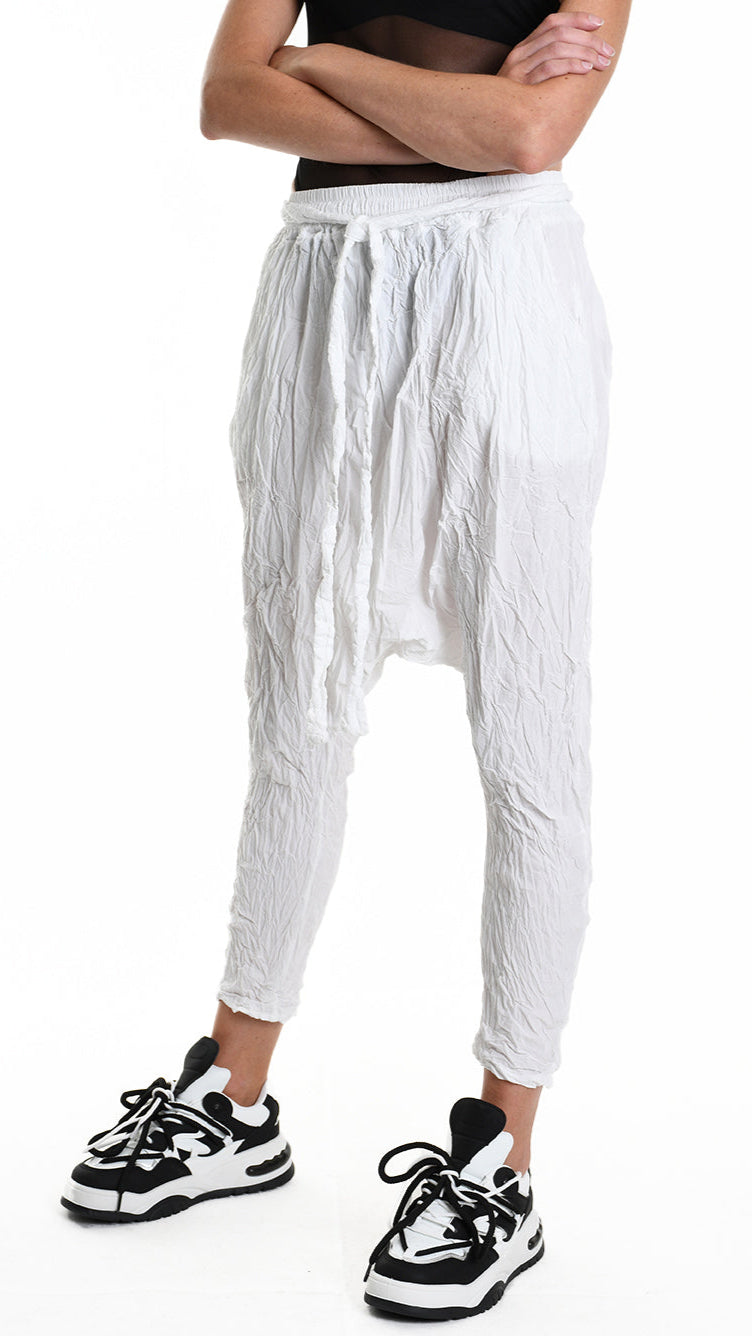 A34R W504125 TROUSER Over Cotton Organic Crumpled White