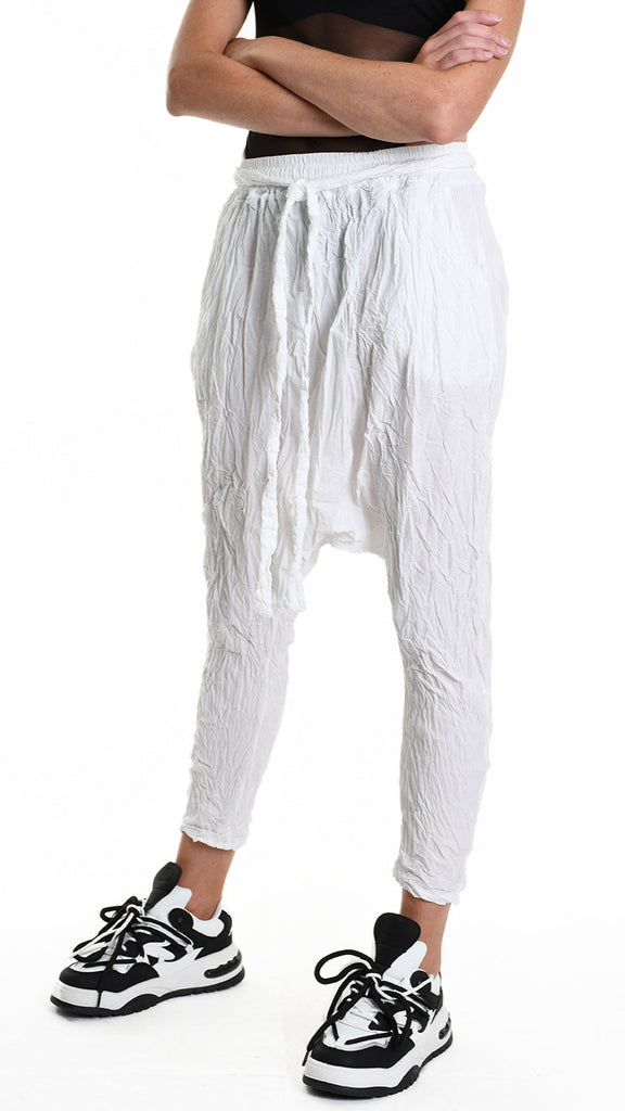 A34R W504125 TROUSER Over Cotton Organic Crumpled White.