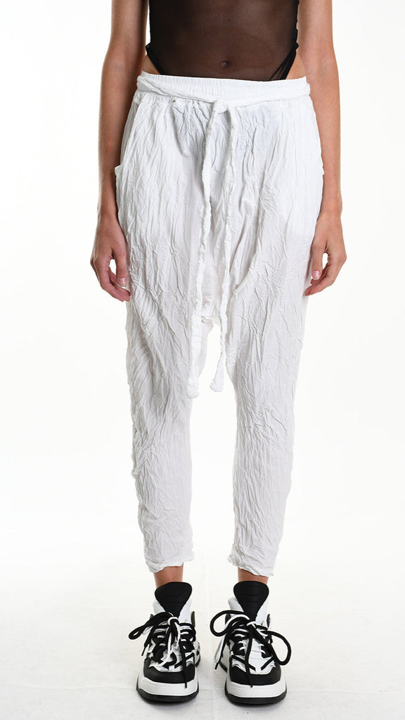 A34R W504125 TROUSER Over Cotton Organic Crumpled White.