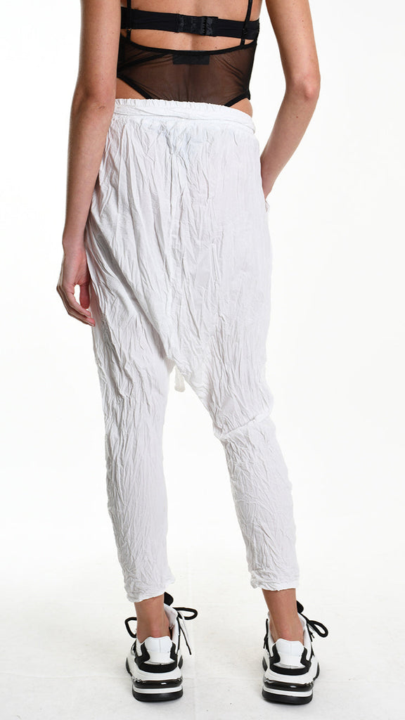 A34R W504125 TROUSER Over Cotton Organic Crumpled White.