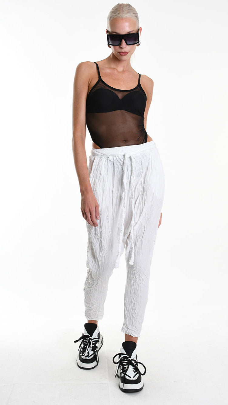 A34R W504125 TROUSER Over Cotton Organic Crumpled White