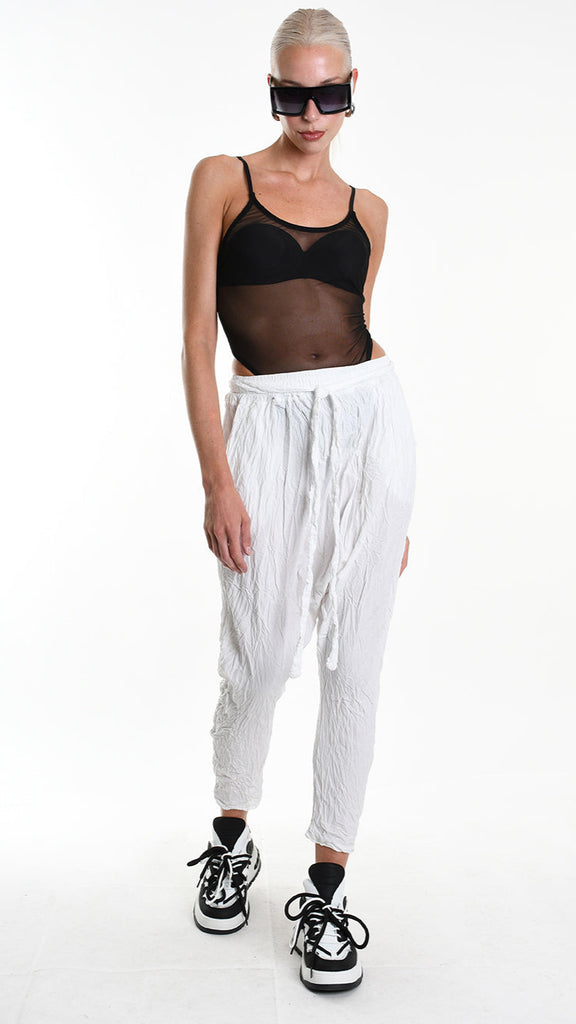 A34R W504125 TROUSER Over Cotton Organic Crumpled White.