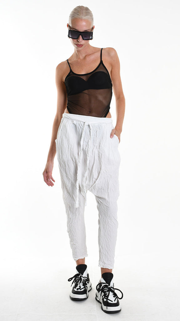 A34R W504125 TROUSER Over Cotton Organic Crumpled White.