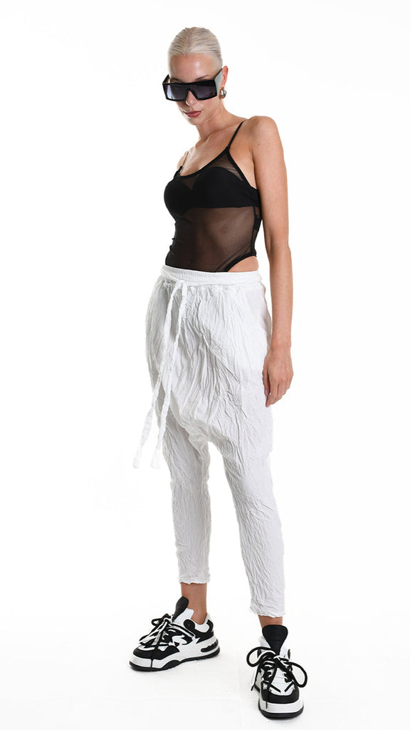 A34R W504125 TROUSER Over Cotton Organic Crumpled White.