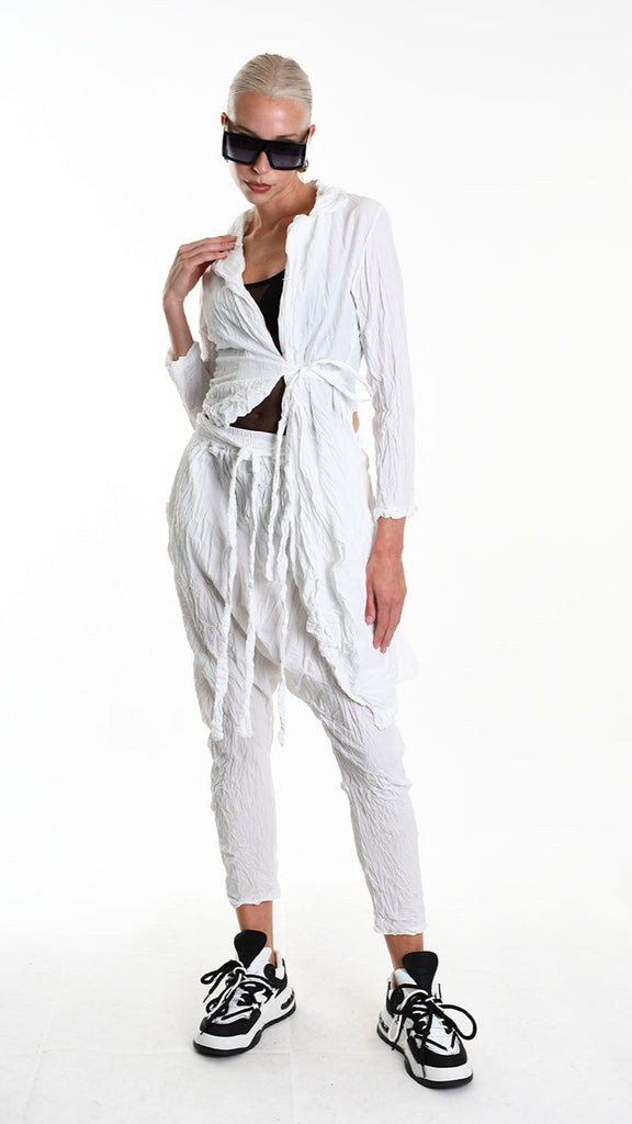 A34R W504325 JACKET Asymmetric Cotton Organic Crumpled White.