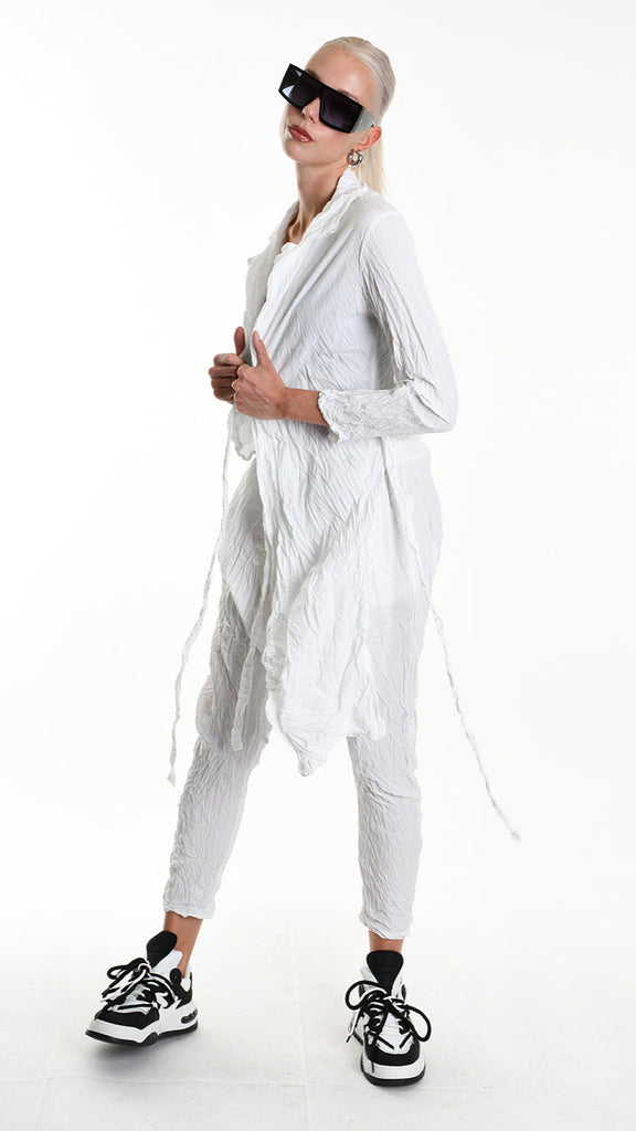 A34R W504325 JACKET Asymmetric Cotton Organic Crumpled White.