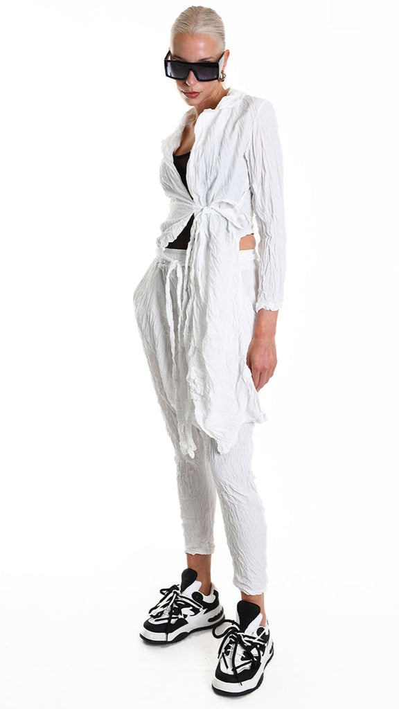 A34R W504325 JACKET Asymmetric Cotton Organic Crumpled White.