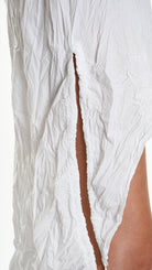 A34R W504425 DRESS Asymmetric Cotton Organic Crumpled White