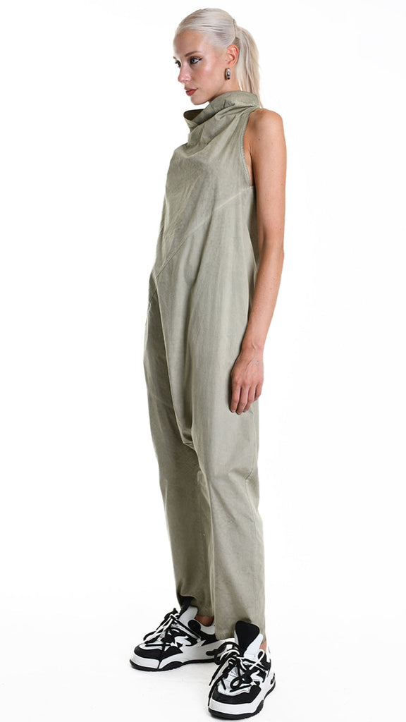 A34R W504525 JUMPSUIT Over Cotton Canvas Dyed Green.