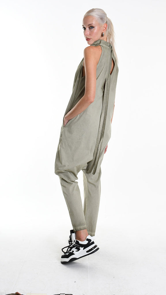 A34R W504525 JUMPSUIT Over Cotton Canvas Dyed Green.