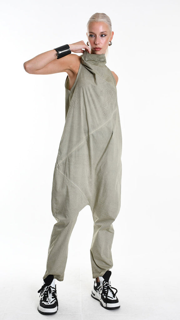 A34R W504525 JUMPSUIT Over Cotton Canvas Dyed Green.