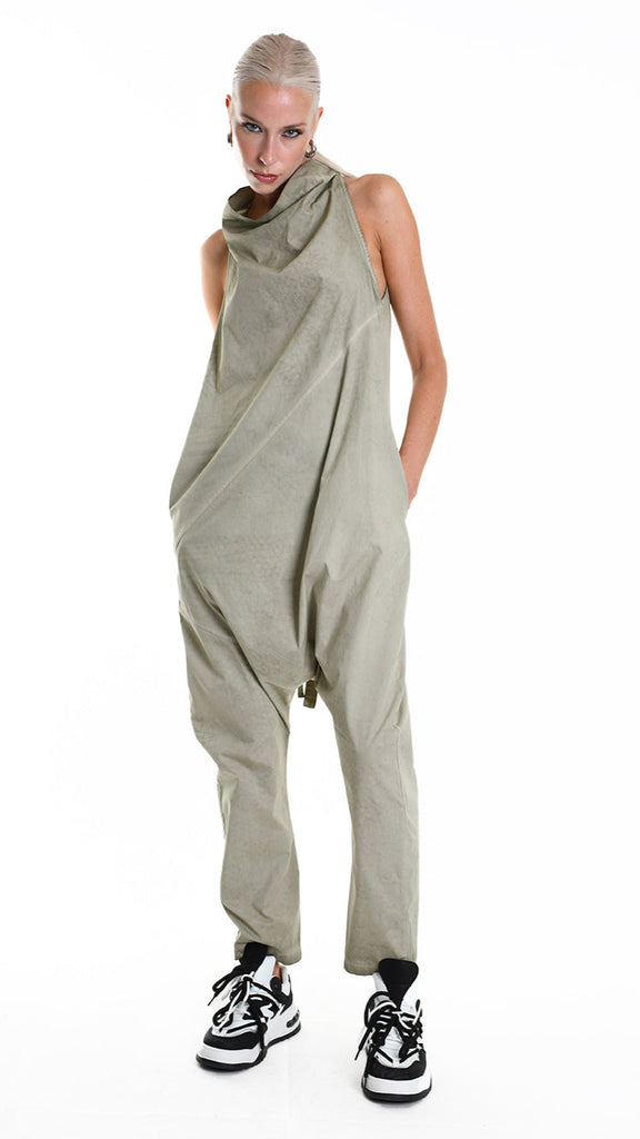 A34R W504525 JUMPSUIT Over Cotton Canvas Dyed Green.