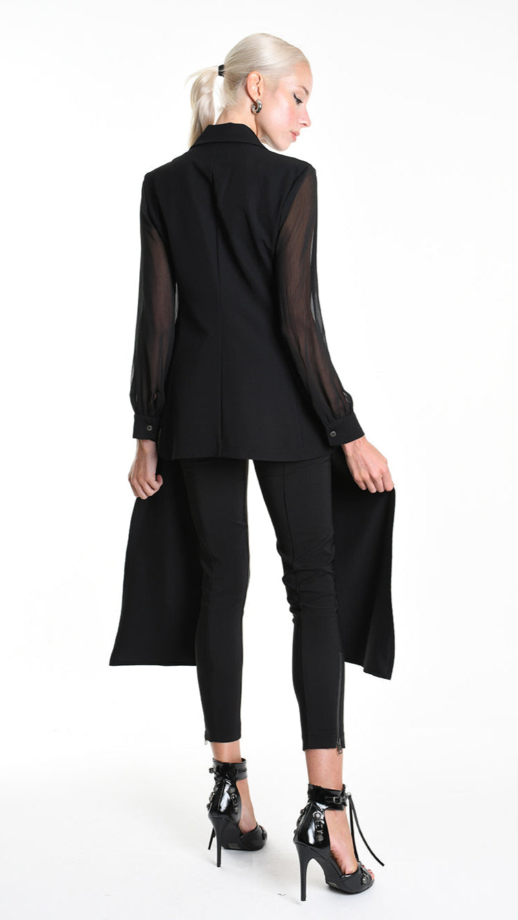 A34R W505325 JACKET Asymmetric Fluido & Georgette Lined Black