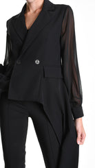 A34R W505325 JACKET Asymmetric Fluido & Georgette Lined Black