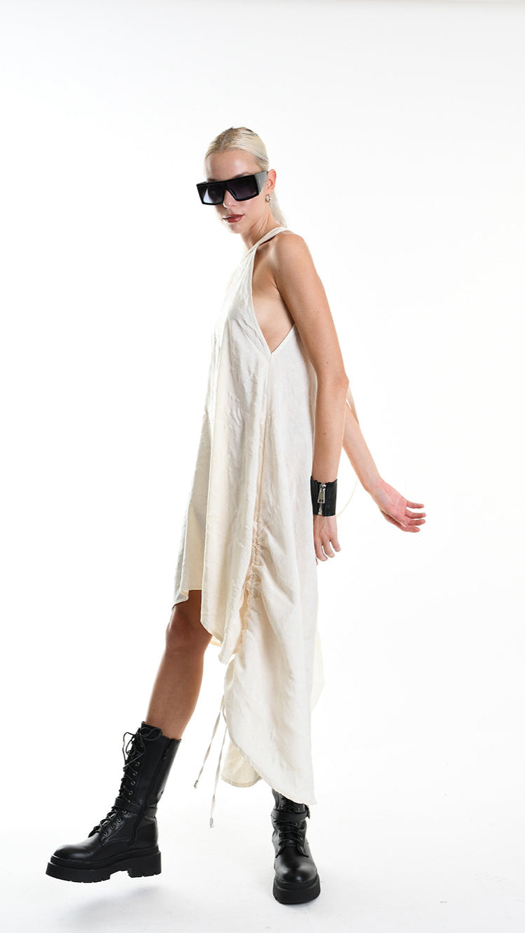 A34R W507225 DRESS Ayimmetric Cotton-Viscose Jacquard Ecru