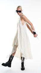 A34R W507225 DRESS Ayimmetric Cotton-Viscose Jacquard Ecru