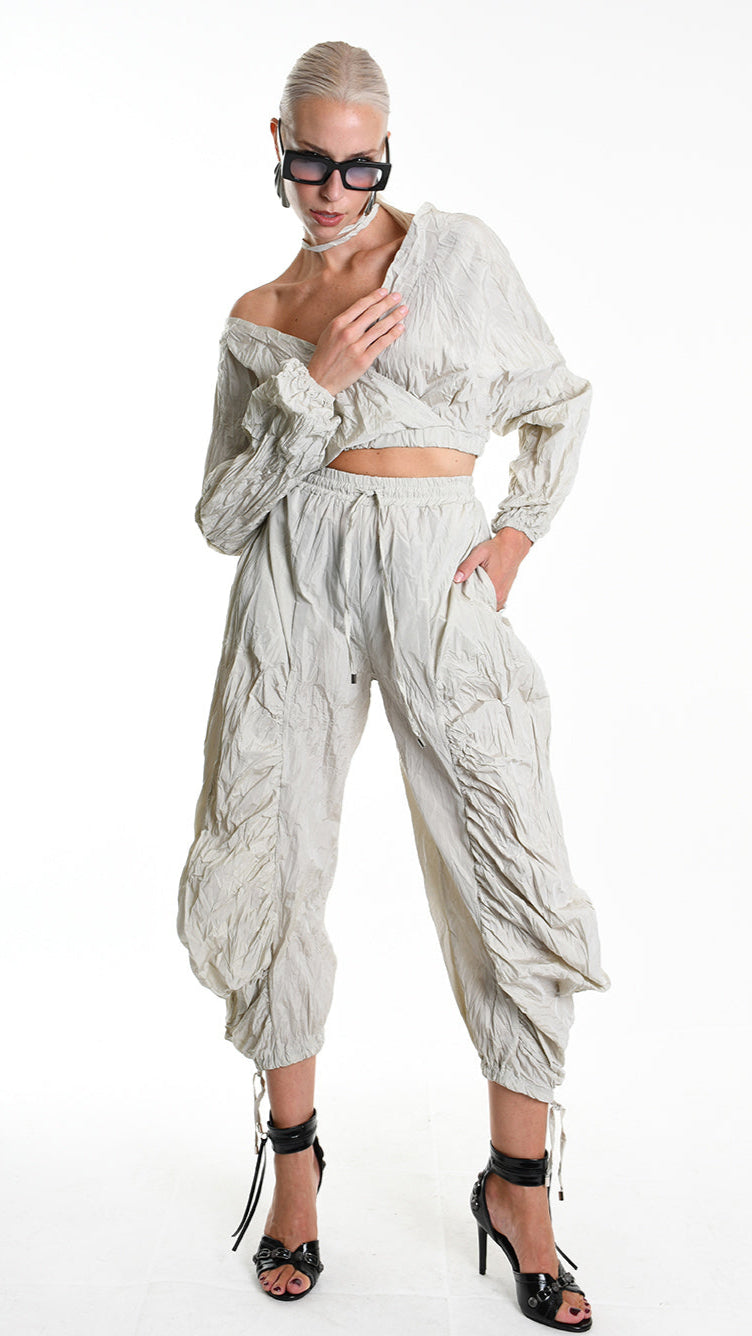 A34R W509225 TROUSER Over Taffeta Crumpled Sand