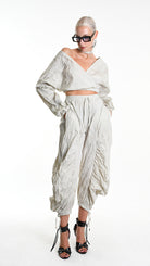 A34R W509325 TOP Crop Taffeta Crumpled Sand