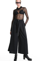 4R W5144 TROUSER Wide Fit Blend Cotton Black LA HAINE INSIDE US