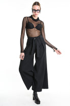 4R W5144 TROUSER Wide Fit Blend Cotton Black LA HAINE INSIDE US