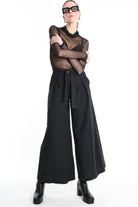 4R W5144 TROUSER Wide Fit Blend Cotton Black LA HAINE INSIDE US