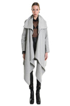 4R W5146 COAT Asymmetric Cloth Embossed Wool Grey LA HAINE INSIDE US