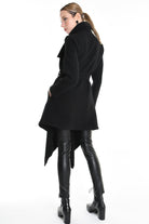 4R W5146 COAT Asymmetric Cloth Embossed Wool Black LA HAINE INSIDE US