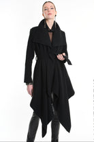 4R W5146 COAT Asymmetric Cloth Embossed Wool Black LA HAINE INSIDE US