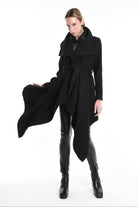 4R W5146 COAT Asymmetric Cloth Embossed Wool Black LA HAINE INSIDE US