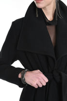 4R W5146 COAT Asymmetric Cloth Embossed Wool Black LA HAINE INSIDE US