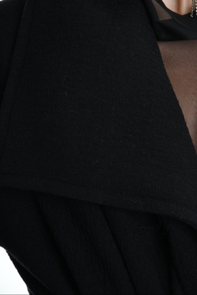 4R W5146 COAT Asymmetric Cloth Embossed Wool Black LA HAINE INSIDE US