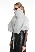 4R W5147 CAPE Asymmetric Cloth Embossed Wool Grey LA HAINE INSIDE US