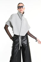 4R W5147 CAPE Asymmetric Cloth Embossed Wool Grey LA HAINE INSIDE US