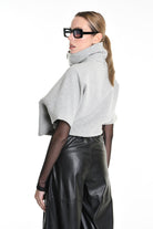 4R W5147 CAPE Asymmetric Cloth Embossed Wool Grey LA HAINE INSIDE US