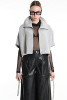 4R W5147 CAPE Asymmetric Cloth Embossed Wool Grey LA HAINE INSIDE US