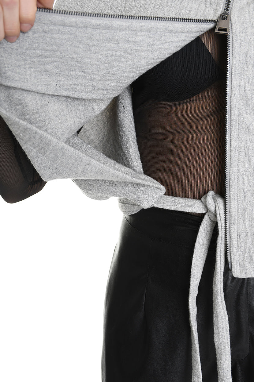 4R W5147 CAPE Asymmetric Cloth Embossed Wool Grey LA HAINE INSIDE US