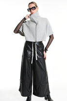 4R W5147 CAPE Asymmetric Cloth Embossed Wool Grey LA HAINE INSIDE US