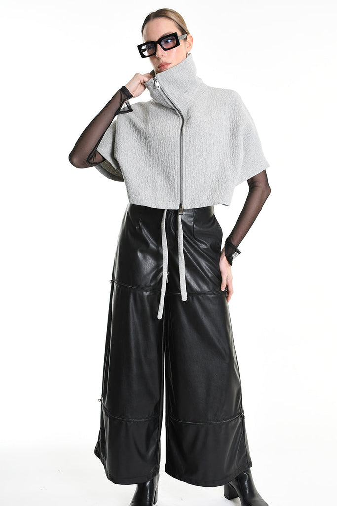 4R W5147 CAPE Asymmetric Cloth Embossed Wool Grey LA HAINE INSIDE US