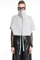 4R W5147 CAPE Asymmetric Cloth Embossed Wool Grey LA HAINE INSIDE US