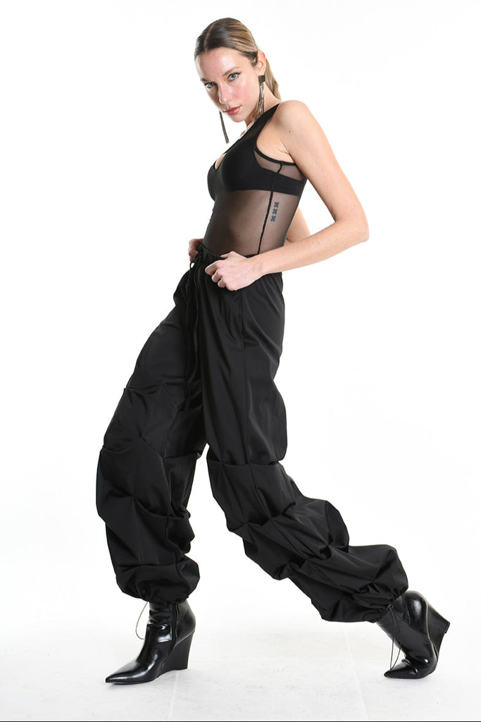 4R W5158 TROUSER Wide Fit Satin Black WOMAN LA HAINE INSIDE US