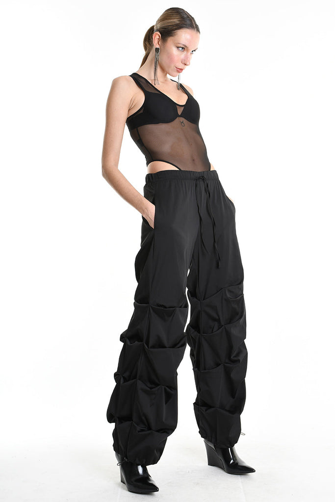 4R W5158 TROUSER Wide Fit Satin Black WOMAN LA HAINE INSIDE US