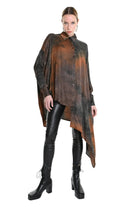 4R W5160 Shirt - Black Over Asymmetric Satin Dyed Removable Sash Italian Women's - TEPHRA